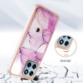 For Honor X8 5G / X6 4G Marble Pattern IMD Card Slot Phone Case(Pink Purple Gold)