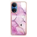 For Honor X7 Marble Pattern IMD Card Slot Phone Case(Pink Purple Gold)