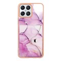 For Honor X8 4G Marble Pattern IMD Card Slot Phone Case(Pink Purple Gold)