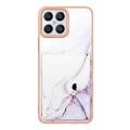 For Honor X8 4G Marble Pattern IMD Card Slot Phone Case(White Purple)