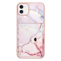 For iPhone 11 Marble Pattern IMD Card Slot Phone Case(Rose Gold)
