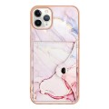 For iPhone 11 Pro Max Marble Pattern IMD Card Slot Phone Case(Rose Gold)