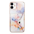 For iPhone 12 / 12 Pro Marble Pattern IMD Card Slot Phone Case(Galaxy Marble White)