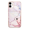 For iPhone 12 / 12 Pro Marble Pattern IMD Card Slot Phone Case(Rose Gold)