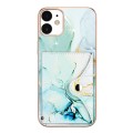 For iPhone 12 / 12 Pro Marble Pattern IMD Card Slot Phone Case(Green)