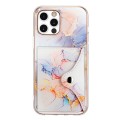 For iPhone 12 Pro Max Marble Pattern IMD Card Slot Phone Case(Galaxy Marble White)
