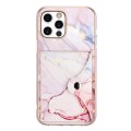 For iPhone 12 Pro Max Marble Pattern IMD Card Slot Phone Case(Rose Gold)