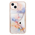 For iPhone 13 Marble Pattern IMD Card Slot Phone Case(Galaxy Marble White)
