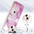 For iPhone 13 Marble Pattern IMD Card Slot Phone Case(Pink Purple Gold)