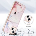 For iPhone 13 Marble Pattern IMD Card Slot Phone Case(Rose Gold)