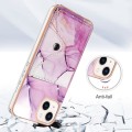 For iPhone 13 mini Marble Pattern IMD Card Slot Phone Case(Pink Purple Gold)