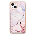 For iPhone 13 mini Marble Pattern IMD Card Slot Phone Case(Rose Gold)