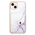 For iPhone 13 mini Marble Pattern IMD Card Slot Phone Case(White Purple)