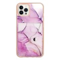 For iPhone 13 Pro Max Marble Pattern IMD Card Slot Phone Case(Pink Purple Gold)