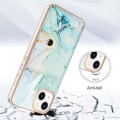 For iPhone 14 Marble Pattern IMD Card Slot Phone Case(Green)