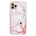 For iPhone 14 Pro Marble Pattern IMD Card Slot Phone Case(Rose Gold)