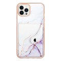 For iPhone 14 Pro Marble Pattern IMD Card Slot Phone Case(White Purple)