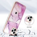 For iPhone 15 Pro Marble Pattern IMD Card Slot Phone Case(Pink Purple Gold)