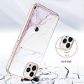 For iPhone 15 Pro Marble Pattern IMD Card Slot Phone Case(White Purple)