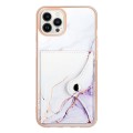 For iPhone 15 Pro Marble Pattern IMD Card Slot Phone Case(White Purple)