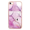For iPhone SE 2022 / SE 2020 / 8 / 7 Marble Pattern IMD Card Slot Phone Case(Pink Purple Gold)