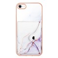 For iPhone SE 2022 / SE 2020 / 8 / 7 Marble Pattern IMD Card Slot Phone Case(White Purple)