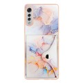 For LG Velvet 5G / 4G Marble Pattern IMD Card Slot Phone Case(Galaxy Marble White)