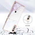 For LG Velvet 5G / 4G Marble Pattern IMD Card Slot Phone Case(White Purple)