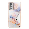 For Motorola Edge 20 Pro Marble Pattern IMD Card Slot Phone Case(Galaxy Marble White)