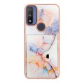 For Motorola Moto G Pure 2021 Marble Pattern IMD Card Slot Phone Case(Galaxy Marble White)