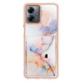 For Motorola Moto G14 Marble Pattern IMD Card Slot Phone Case(Galaxy Marble White)