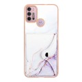 For Motorola Moto G30 / G20 / G10 / G10 Power Marble Pattern IMD Card Slot Phone Case(White Purple)