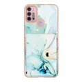 For Motorola Moto G30 / G20 / G10 / G10 Power Marble Pattern IMD Card Slot Phone Case(Green)