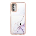 For Motorola Moto G51 5G Marble Pattern IMD Card Slot Phone Case(White Purple)