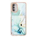 For Motorola Moto G51 5G Marble Pattern IMD Card Slot Phone Case(Green)