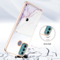 For Motorola Moto G60 / G40 Fusion Marble Pattern IMD Card Slot Phone Case(White Purple)