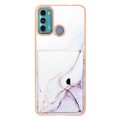 For Motorola Moto G60 / G40 Fusion Marble Pattern IMD Card Slot Phone Case(White Purple)