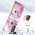 For Motorola Moto G71 5G Marble Pattern IMD Card Slot Phone Case(Pink Purple Gold)