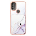 For Motorola Moto G71 5G Marble Pattern IMD Card Slot Phone Case(White Purple)