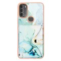 For Motorola Moto G71 5G Marble Pattern IMD Card Slot Phone Case(Green)