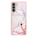 For Motorola Moto G200 Marble Pattern IMD Card Slot Phone Case(Rose Gold)