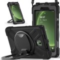 For Samsung Galaxy Tab Active5 X300 Silicone Hybrid PC Tablet Case with Holder & Shoulder Strap(Blac