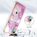 For Nokia C12 Marble Pattern IMD Card Slot Phone Case(Pink Purple Gold)