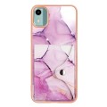 For Nokia C12 Marble Pattern IMD Card Slot Phone Case(Pink Purple Gold)