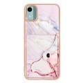 For Nokia C12 Marble Pattern IMD Card Slot Phone Case(Rose Gold)