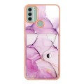 For Nokia C31 Marble Pattern IMD Card Slot Phone Case(Pink Purple Gold)