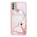 For Nokia C31 Marble Pattern IMD Card Slot Phone Case(Rose Gold)