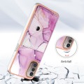 For Nokia G21 / G11 Marble Pattern IMD Card Slot Phone Case(Pink Purple Gold)