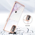 For Nokia G21 / G11 Marble Pattern IMD Card Slot Phone Case(White Purple)