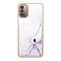 For Nokia G21 / G11 Marble Pattern IMD Card Slot Phone Case(White Purple)